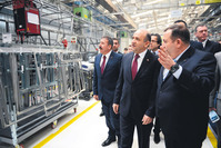 Technology Minister Iu015fu0131k attended the openning ceremony of the NEOPLAN production plant yesterday, where he was informed about the factory by MAN Turkey General Manager Yavuz.