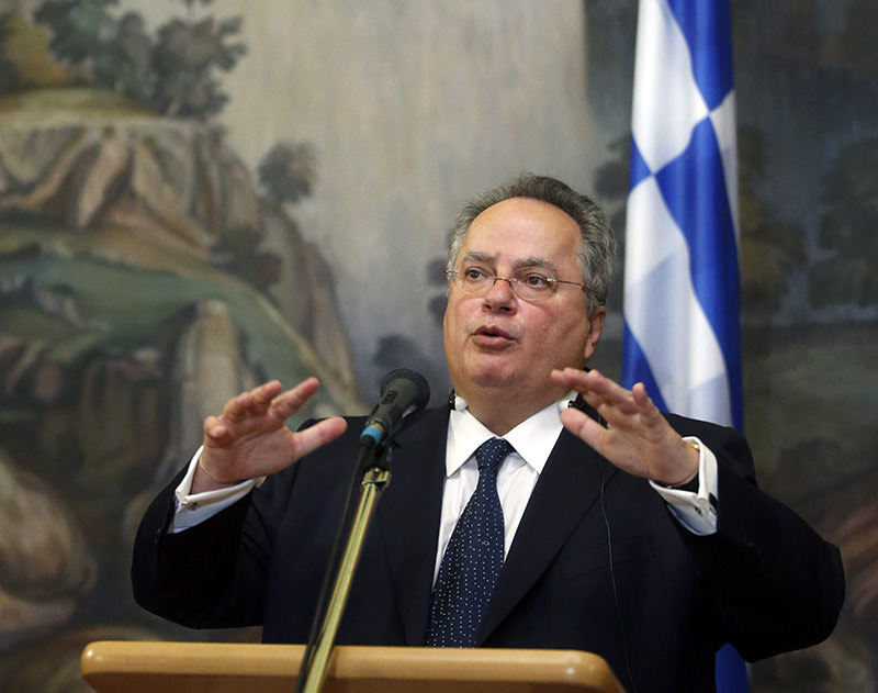 Greek Foreign Minister Nikos Kotzias speaking during a press conference in February (EPA Photo)