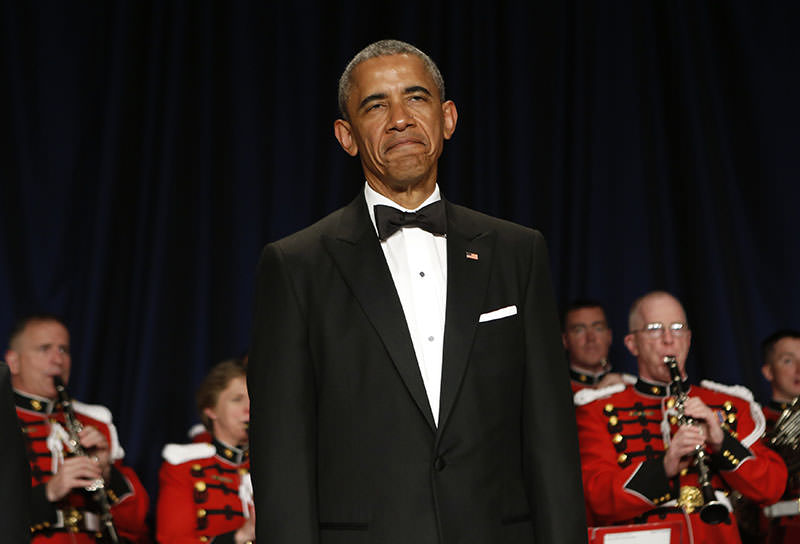 US President Barack Obama attends the White House Correspondents' Association Dinner in Washington, DC on April 25, 2015 (AFP Photo)