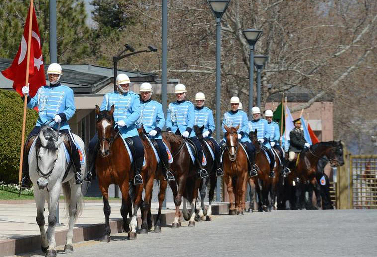 Ceremonial mounted guards at Çankaya Palace during former President Gül's term