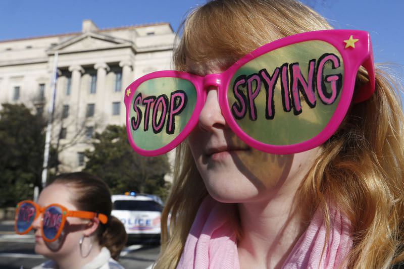 Cayman Macdonald, a member of the protest group Code Pink, protests outside the U.S. Department of Justice in Washington, in this January 17, 2014 file photo (Reuters Photo)
