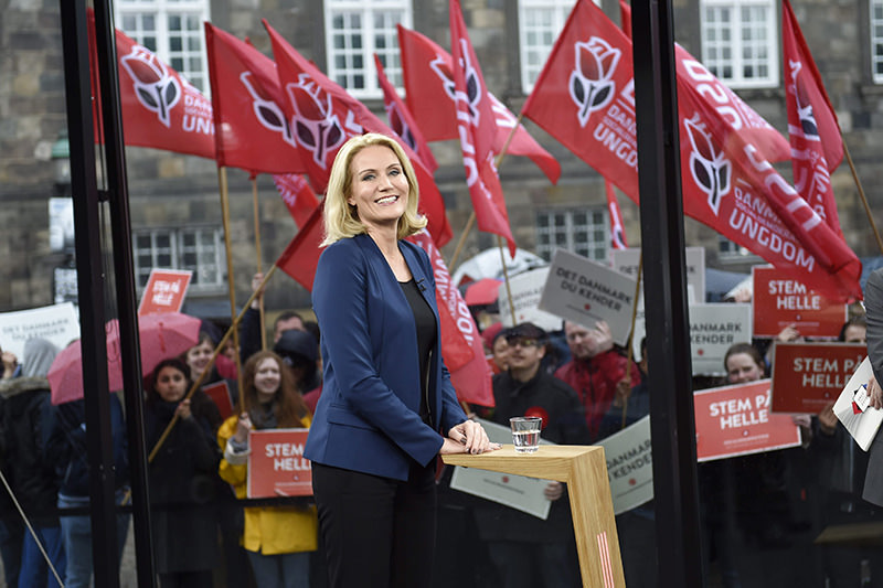 Danish Prime Minister Helle Thorning-Schmidt attends the first one-on-one debate of the Danish election 2015 with Danish opposition leader Lars Loekke Rasmussen (unseen) of the Venstre party, in Copenhagen, 31 May 2015 (EPA Photo) 