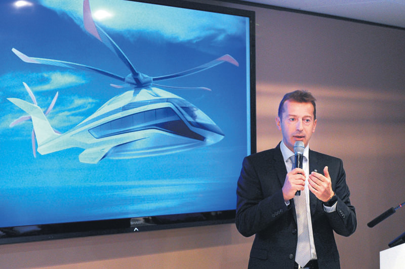 Airbus Helicopters CEO Guillaume Faury speaks during the launch of the Airbus Helicopters X6 concept phase at the 51st International Paris Air Show.