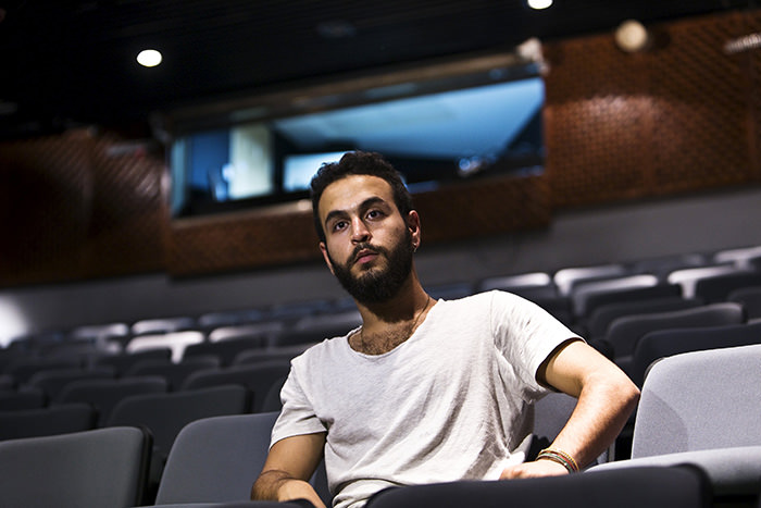 Bashar Murkus, author and director of 'A Parallel Time,, sits in Almidan theater during an interview, in the Israeli northern city of Haifa June 17, 2015 (Reuters Photo)