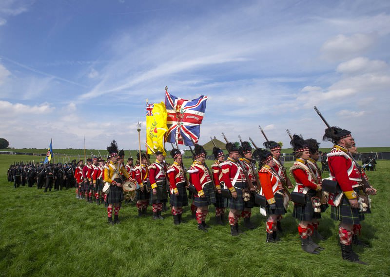 Re-enactors train in the Allied Bivouac camp during the bicentennial celebrations for the Battle of Waterloo in Waterloo, Belgium, June 18, 2015.  (Reuters)
