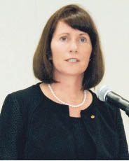 Toyota Motor Corp.'s head of public relations Julie Hamp speaks during a press conference. Hamp was arrested on suspicion of importing the controlled painkiller oxycodone.