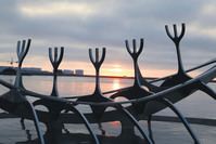 A sunset in Iceland. The sun shines in the country for 22 hours.