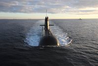 Royal Australian Navy Collins Class submarines exercising off the west Australian coast. 