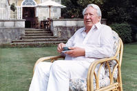  1989 file photo of former British Prime Minister Edward Heath as he takes tea in the garden of his home in Salisbury, England (AP Photo)