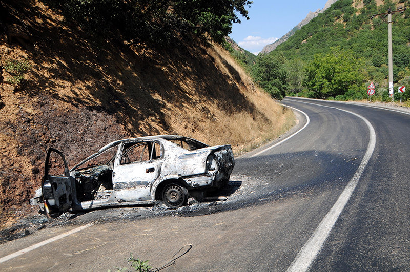 DHA Photo (Kadri Özkara's car after the PKK attack)