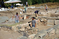 The archeological team working under the supervision of Professor Burcu Erciyas of Middle East Technical University in the ancient city of Comana Pontica.