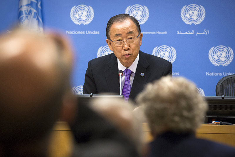 United Nations Secretary General Ban Ki-moon addresses the media ahead of the U.N. General Debate at U.N. headquarters in New York (Reuters)