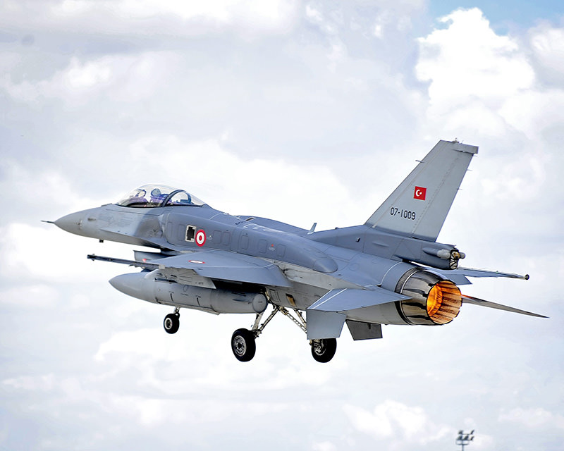 An F-16 Fighting Falcon of the Turkish Air Force (Tu00fcrk Hava Kuvvetleri) takes off on a sortie from Third Air Force Base Konya, Turkey during Exercise Anatolian Eagle (File photo)