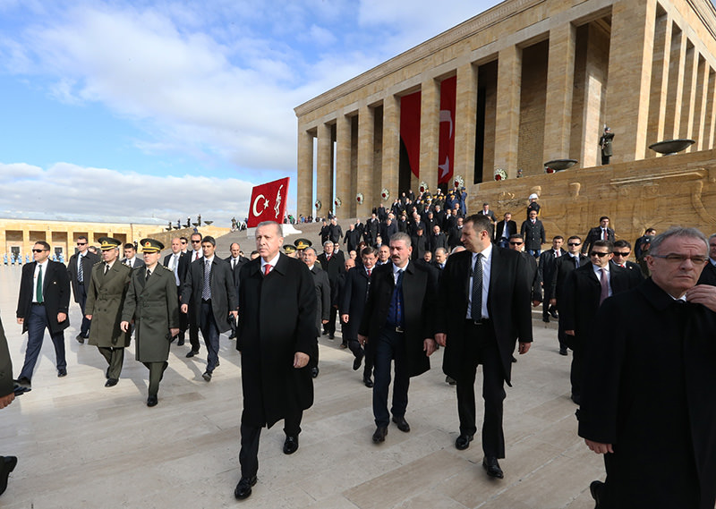 President attends ceremony, held at Anıtkabir (Atatürk's Mausoleum) on the 92nd anniversary of the foundation of the Republic of Turkey.