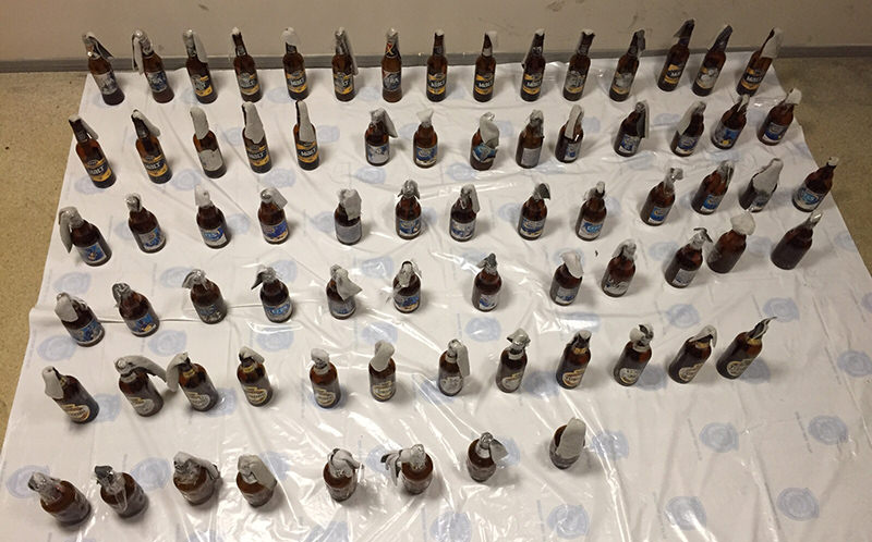 Molotov cocktails seized by Istanbul police in operations carried out against terrorist organization PKK (DHA Photo)