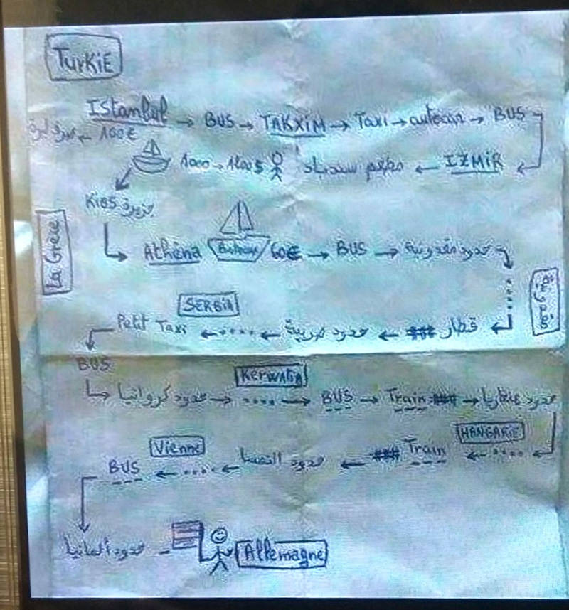 A detailed route plan from Turkey to Germany was found on one of the suspects (AA Photo)