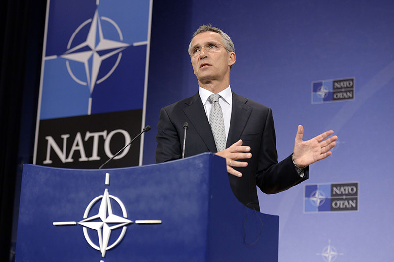 NATO Secretary General Jens Stoltenberg addresses a press conference at the NATO headquarters in Brussels, on October 6, 2015, ahead of a meeting of the alliance's defence ministers later this week.