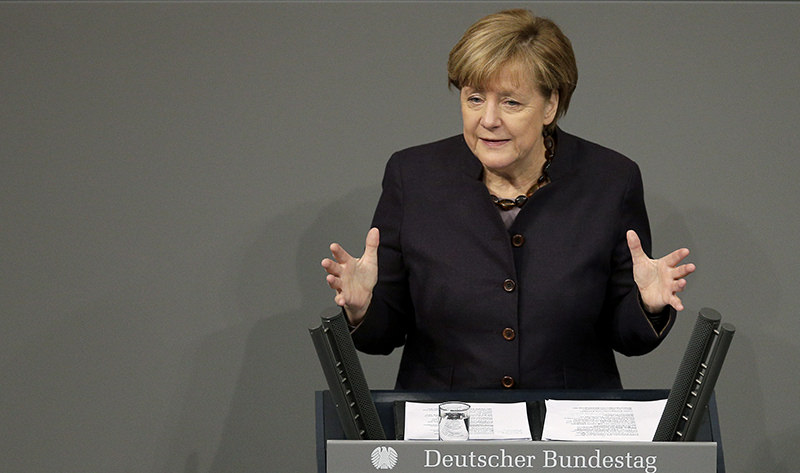 German Chancellor Angela Merkel delivers a speech during the general budget debate at the German Federal Parliament, Bundestag, in Berlin (AP Photo)