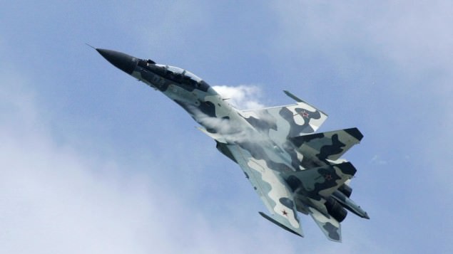 Photo shows a Russian Su-30 fighter jet. (AP Photo) 
