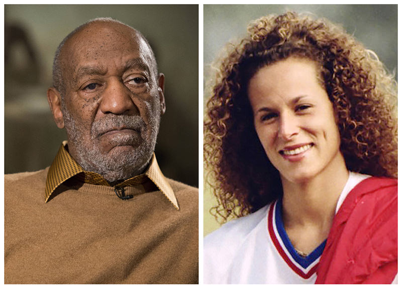 In this combination of file photos, entertainer Bill Cosby pauses during an interview in Washington on Nov. 6, 2014, and Andrea Constand poses for a photo in Toronto on Aug. 1, 1987 (AP Photo)