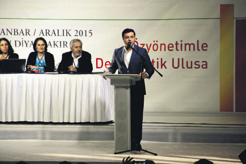 HDP Co-Chair Demirtau015f speaking at the controversial Democratic Society Congress (DTK) on Dec. 27 where a call for autonomy in the southeast was made.