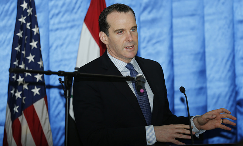 The USu2019s new envoy to the coalition Brett McGurk speaks to reporters during a news conference at the U.S. Embassy in Baghdad, Iraq, Dec. 9, 2015 (AP Photo)