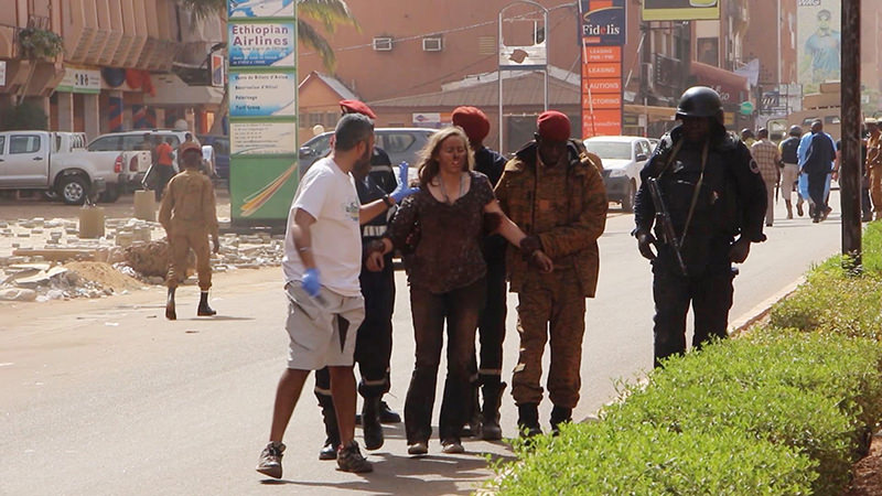 About 150 hostages were freed, Burkinabe officials said Jan 15, 2016. (AP Photo)