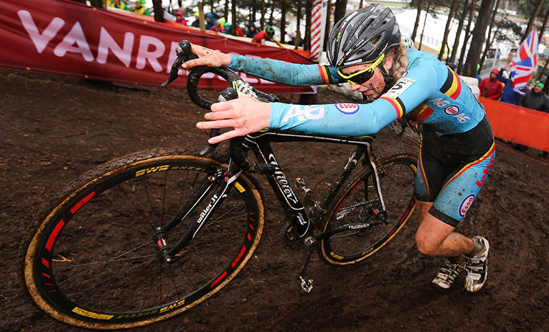 A handout picture provided by Photopress.be shows Belgian rider Femke Van Den Driessche competing in the women's Under 23 race at the 2016 cyclo-cross World Championships (EPA Photo)