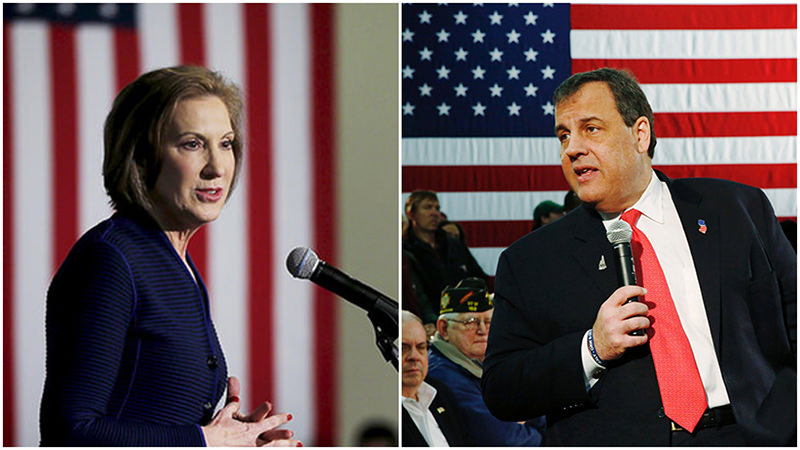 Former HP chief Carly Fiorina, New Jersey Gov. Chris Christie quit the Republican race Feb 10, 2016. 