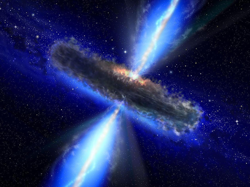 This file photo taken on March 13, 2012 shows an artist's concept illustrates a quasar, or feeding black hole. (AFP Photo)