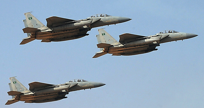 A file picture taken on January 1, 2013 shows jet fighters of the Saudi Royal air force performing during the graduation ceremony (AFP Photo)