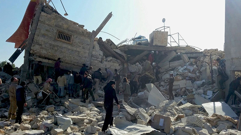  A handout image dated 15 February 2016, provided by the Mu00e9decins Sans Frontiu00e8res (MSF) or Doctors Without Bordersorganization, showing destruction and rubble at an MSF-supported hospital in Idlib province in northern Syria (EPA Photo)