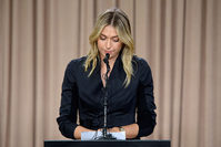 Tennis player Maria Sharapova addresses the media regarding a failed drug test at The LA Hotel Downtown on March 7, 2016 in Los Angeles. (AFP Photo)