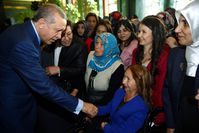 Erdou011fan met women from across the country on the occasion of International Women's Day at the Presidential Palace. 
