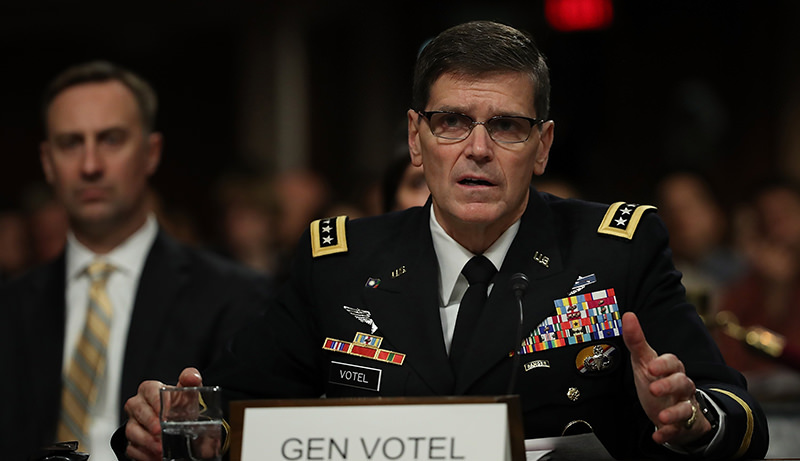 U.S. Army Gen. Joseph Votel, nominee to be the next commander of the U.S. Central Command, testifies before the Senate Armed Services Committee March 9, 2016 in Washington, DC. (AFP Photo)