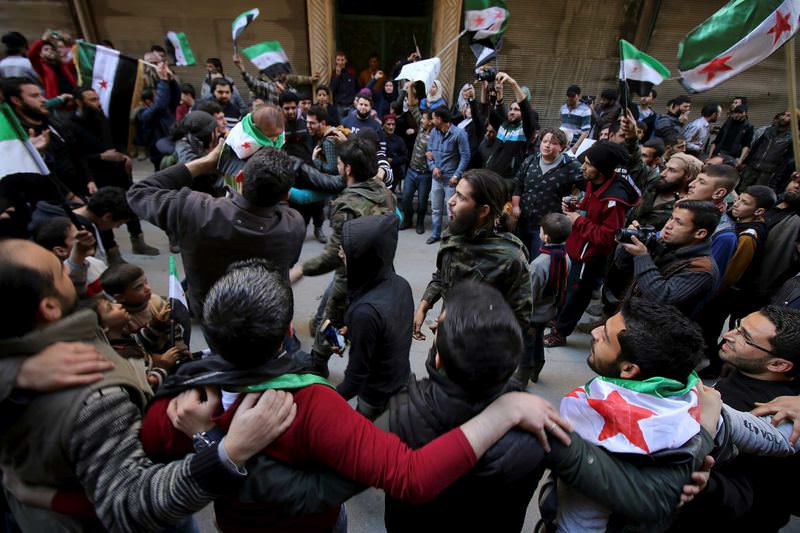 During the U.N.-brokered cease-fire Syrians organize peaceful anti-regime protests across the country.