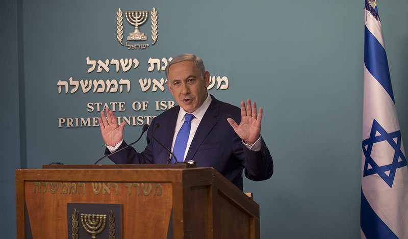 Prime Minister of Israel, Benjamin Netanyahu, speaks during a press conference in relation to the terror attacks in Brussels on 22 March, at his office in Jerusalem, Israel, 23 March 2016 (EPA Photo)