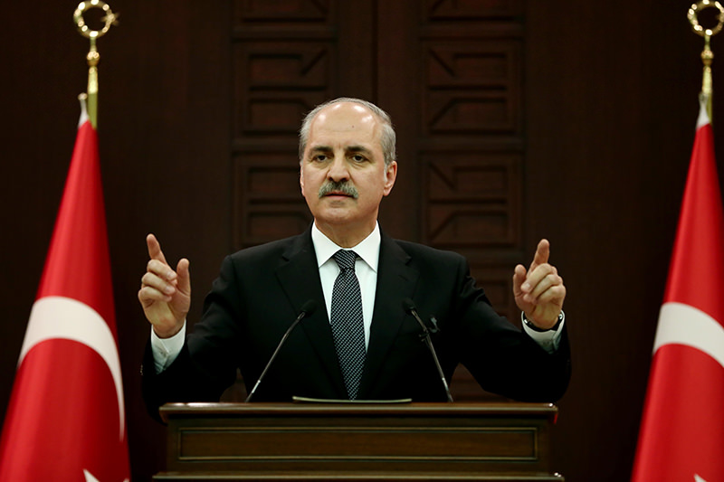 Deputy PM Kurtulmuu015f addressing a press conference following a Cabinet meeting chaired by Prime Minister Ahmet Davutou011flu. (AA Photo)