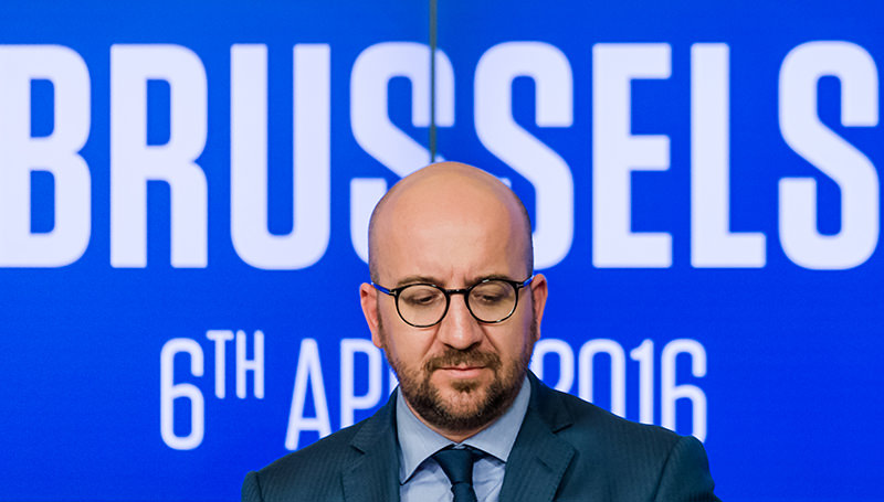 Belgium's Prime Minister Charles Michel addresses the media at the International Press Center in Brussels on Wednesday, April 6, 2016 (AP Photo)