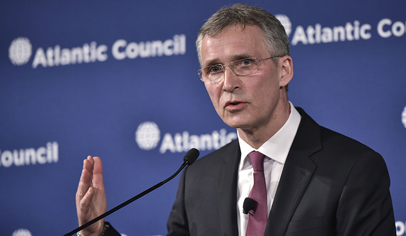 NATO Secretary General Jens Stoltenberg speaks during an Atlantic Council discussion on NATO and stability on April 6, 2016 at a hotel in Washington, DC. (AFP Photo)