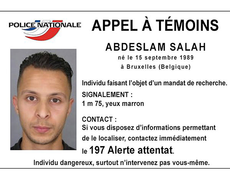 Handout file picture shows Belgian-born Salah Abdeslam on a call for witnesses notice released by the French Police. (REUTERS Photo)