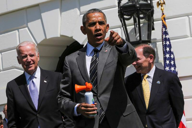 U.S. President Barack Obama and Vice President Joe Biden (L)