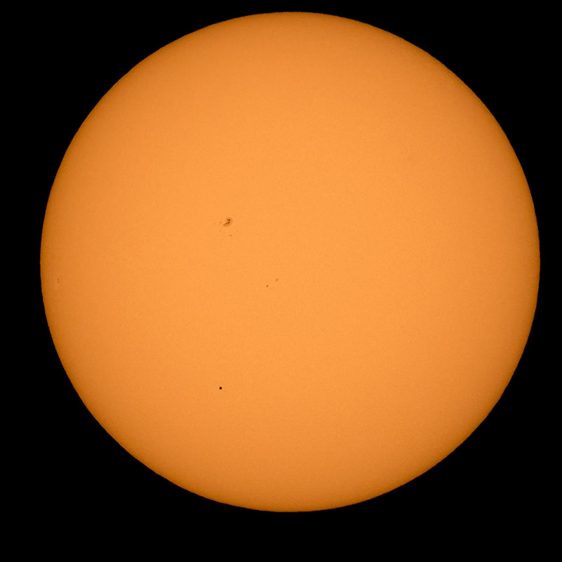 Mercury is seen in silhouette, lower third of image, as it transits across the face of the sun May 9, 2016, as viewed from Pennsylvania. 