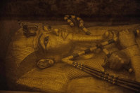 This file photo taken on November 28, 2015 shows the sarcophagus of King Tutankhamun displayed in his burial chamber in the Valley of the Kings. (AFP Photo)