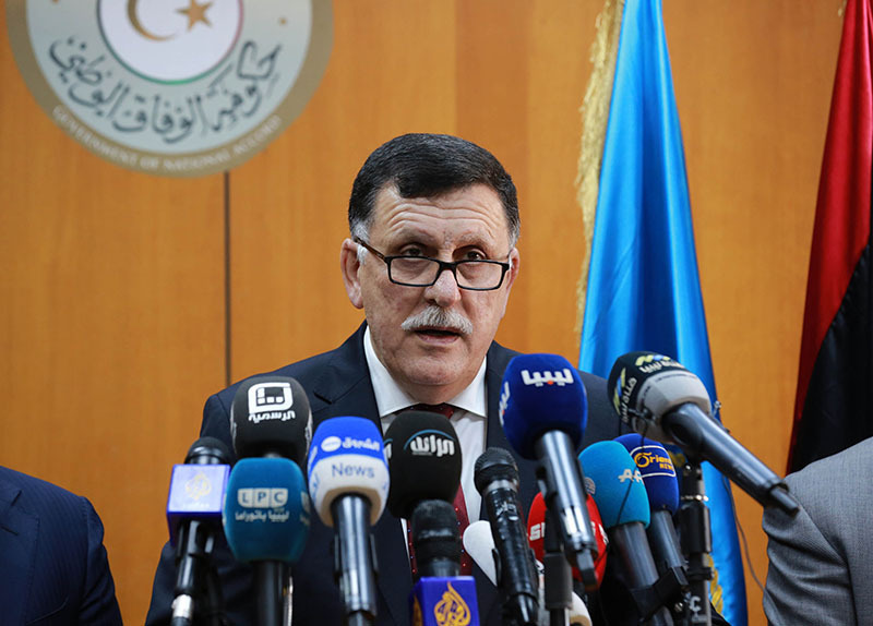 This file photo taken on March 30, 2016 shows Libya's UN-backed Prime Minister-designate, Fayez al-Sarraj speaking during a press conference in the capital Tripoli. 