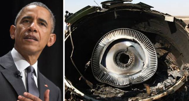 أوباما يرجح سقوط الطائرة الروسية بسبب انفجار قنبلة داخلها