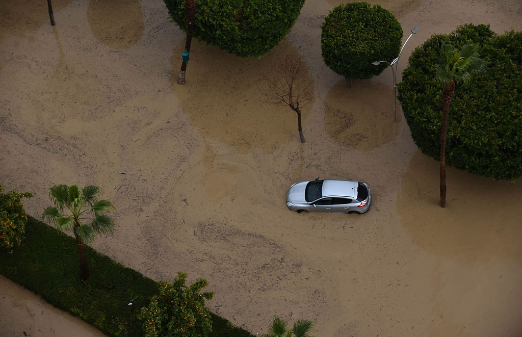 The city center of Turkey's southern city of Mersin after heavy rainfall hit the city. (AA Photo)