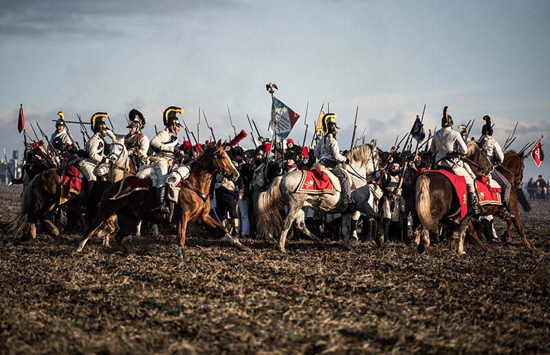 Historical re-enactment enthusiasts dressed as soldiers revive the Austerlitz battle scenes on Dec. 3, 2016 near Slavkov u Brna, Czech Republic. (AA Photo)