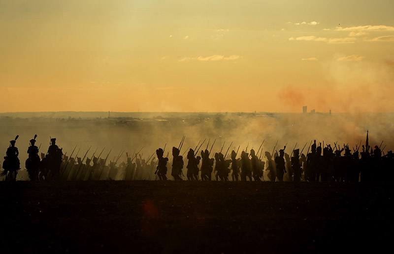 History enthusiasts dressed as soldiers take part in a re-enactment of Napoleon's 1805 Battle of Austerlitz near the South Moravian city of Slavkov. (AFP Photo)