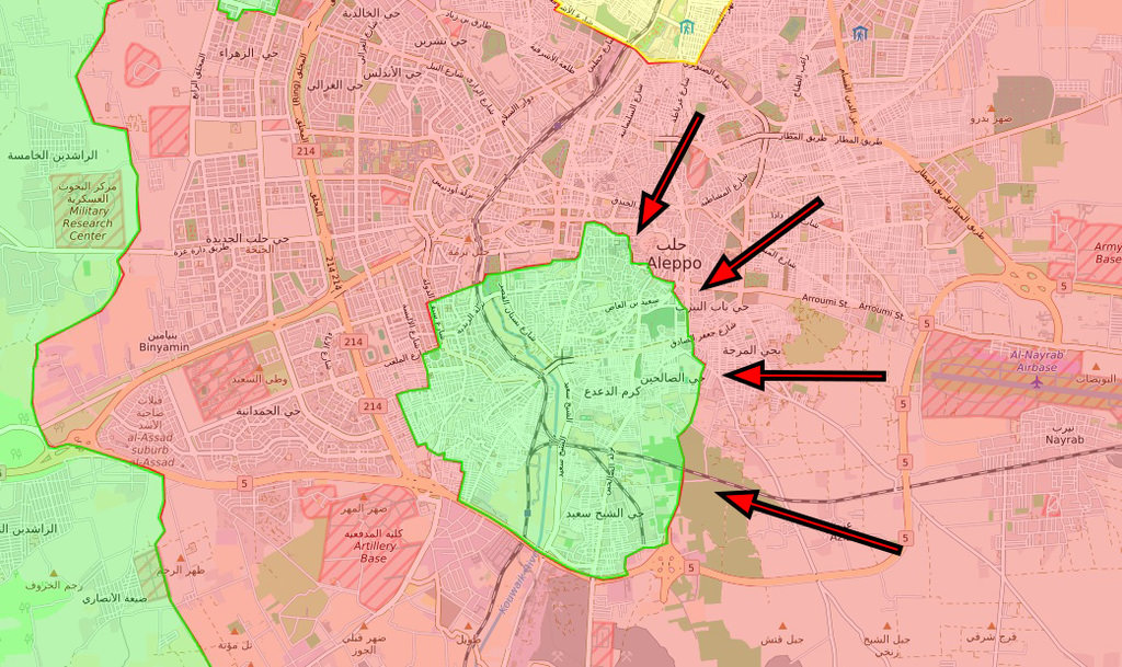 Regime forces managed to drive opposition fighters out of the neighborhoods located east and south of the Aleppo citadel by Dec. 7.